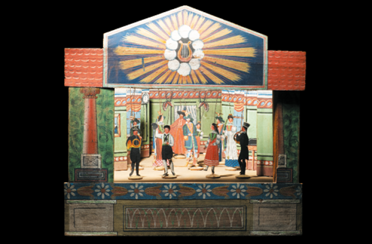 Miniatuurtheater Neurenberg, ca. 1830, Beschilderd hout